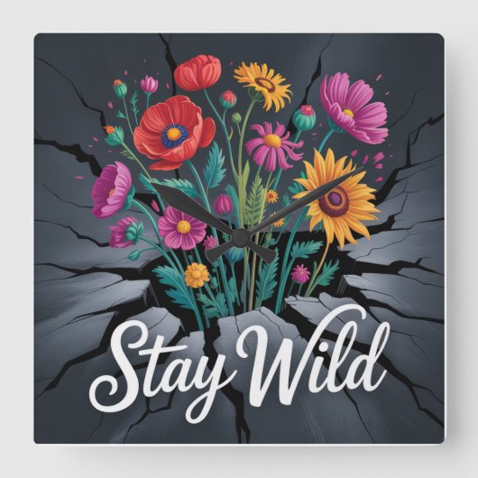 Stay Wild Vierkante Klok (Voorkant)