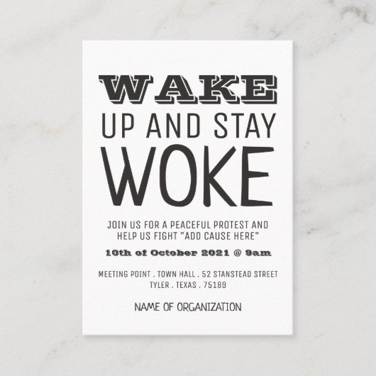Stay Woke, Invitation du point de rencontre de la  (Devant)