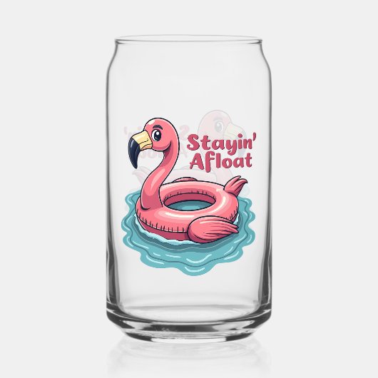 Stayin' Afloat Grappig Flamingo Zwembad Float Retr Blikvorm Glas (Voorkant)