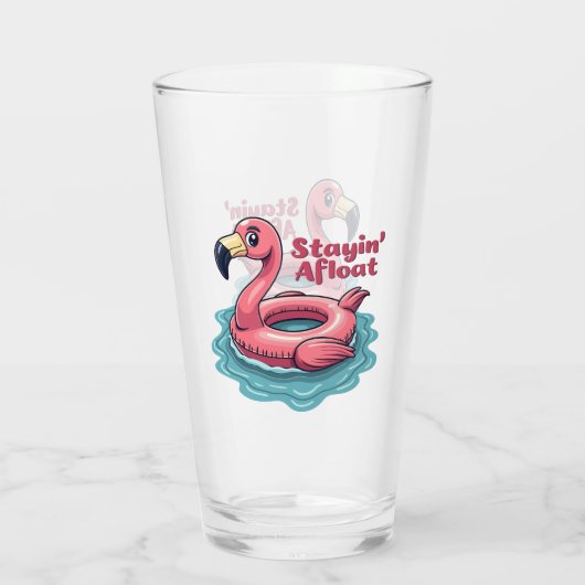 Stayin' Afloat Grappig Flamingo Zwembad Float Retr Glas (Achterkant)