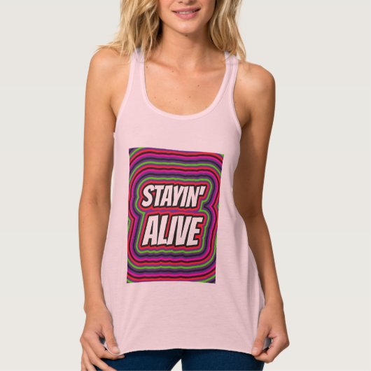 STAYIN' ALIVE 1970S RETRO T-SHIRTS (Voorkant)