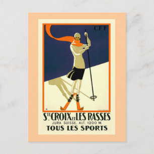 "Ste Croix et Les Rasses" Swiss Vintage Travel Briefkaart