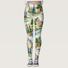 Steadfast Mountains Naadloos patroon Leggings