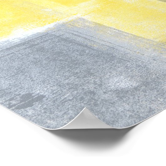 "Steady" grijze en gele Abstracte kunst Poster (Hoek)