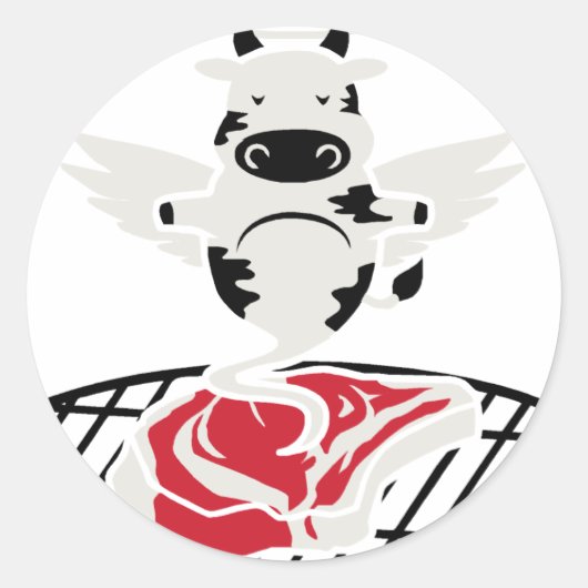 Steak Angel Ronde Sticker (Voorkant)