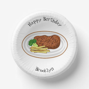 Steak cartoon illustratie papieren kommen
