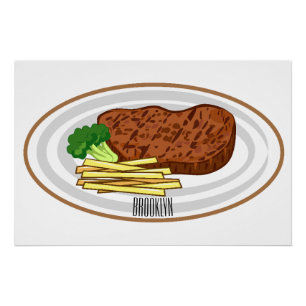 Steak cartoon illustratie perfect poster