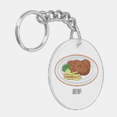 Steak cartoon illustratie sleutelhanger (Voorkant Links)