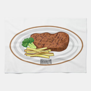 Steak cartoon illustratie theedoek