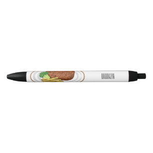 Steak cartoon illustratie zwarte inkt pen