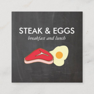 Steak en Eieren Schoolbord Vierkante Visitekaartje