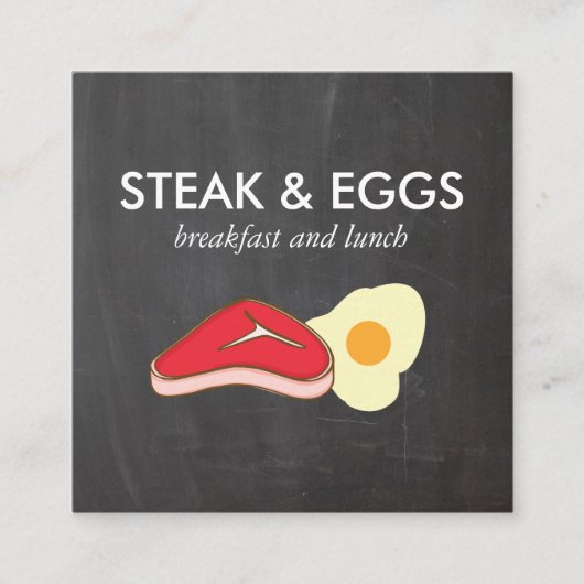 Steak en Eieren Schoolbord Vierkante Visitekaartje (Voorkant)
