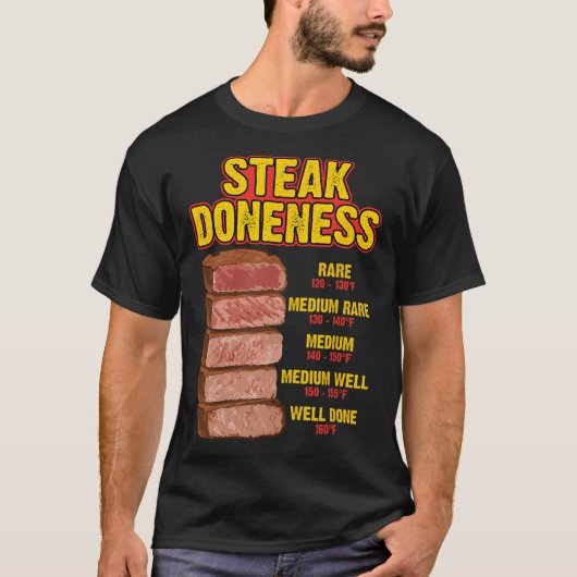 Steak Gaarheidsgraad Grafiek Tabel Gids Bbq Vlees  T-shirt (Voorkant)
