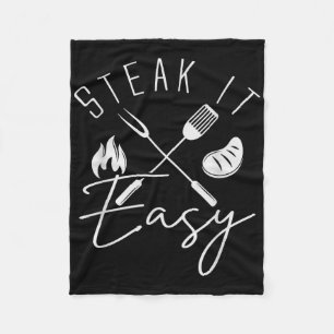 Steak It Easy Funny BBQ Grillen Vaderdag Geheugen Fleece Deken