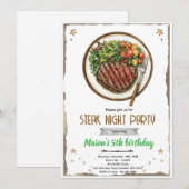Steak Night BBQ party Invitation Kaart (Voorkant / Achterkant)