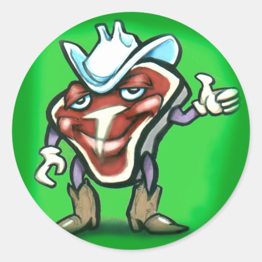 Steak Ronde Sticker (Voorkant)