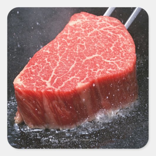Steak Vierkante Sticker (Voorkant)