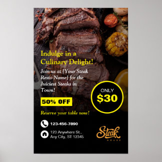 Steakhouse, Steak Resto, Restaurant Flyer Poster