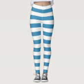 Steal blauw en wit kleur horizontaal gestreept leggings (Voorkant)