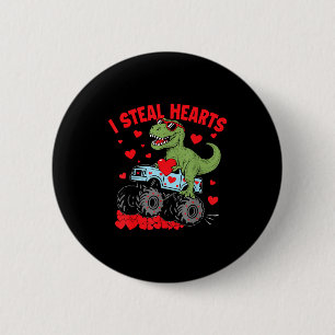 Steal harten trex dino baby jongen valentijnsdag p ronde button 5,7 cm