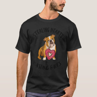 Stealing Hearts Blasting Farts Bulldog Valentines  T-shirt