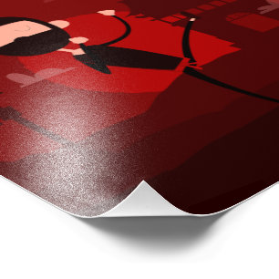 Stealth Ninja Hoge Trap Roze Zonsondergang Sticker Foto Afdruk