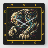 Stealth Panther Neon Light Timekeeper Vierkante Klok (Voorkant)