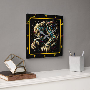 Stealth Panther Neon Light Timekeeper Vierkante Klok