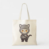 Stealth & Style: Moderne Ninja Cat Canvas tas (Achterkant)