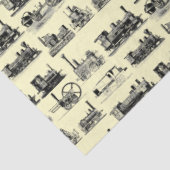 Steam Engine Locomotief "Steampunk"-patroon Tissuepapier (Detail)