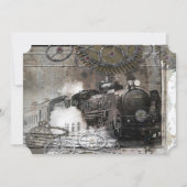 Steam Engine Steampunk Weddenschap Kaart (Voorkant)