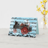  STEAM LOCOMOTIVE MUSICAL VADERDAG KAART (Gele Bloem)