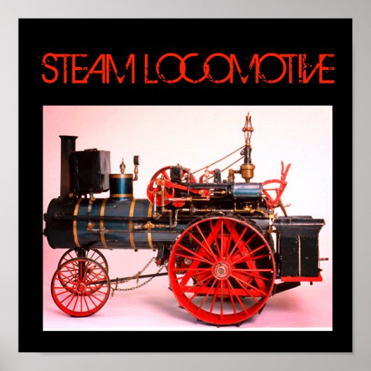  STEAM LOCOMOTIVE Red Black Poster (Voorkant)
