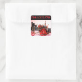  STEAM LOCOMOTIVE Red Black Vierkante Sticker (Tas)