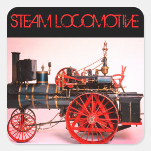 STEAM LOCOMOTIVE Red Black Vierkante Sticker