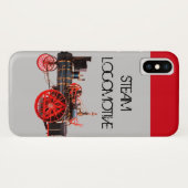  STEAM LOCOMOTIVE Red Grey Case-Mate iPhone Case (Achterkant (horizontaal))
