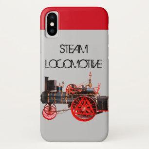  STEAM LOCOMOTIVE Red Grey iPhone X Hoesje