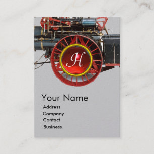  STEAM LOCOMOTIVE RUBY GEMSTONE MONOGRAM VISITEKAARTJE