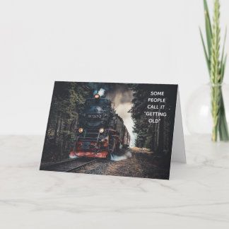 Steam Locomotive Train Lover over Hill Birthday Kaart