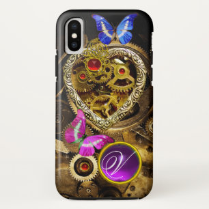 STEAM PUNK HART, VISTUIG, PARELTJES, BUTTERFLIES M iPhone X HOESJE