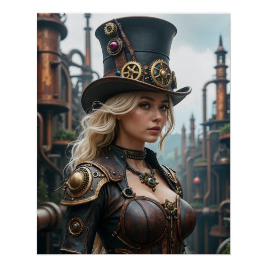 Steam punk top hat warrior poster perfect poster (Voorkant)