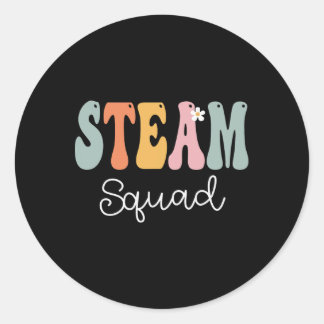 Steam Squad Retro Groovy  Happy First Day O Ronde Sticker