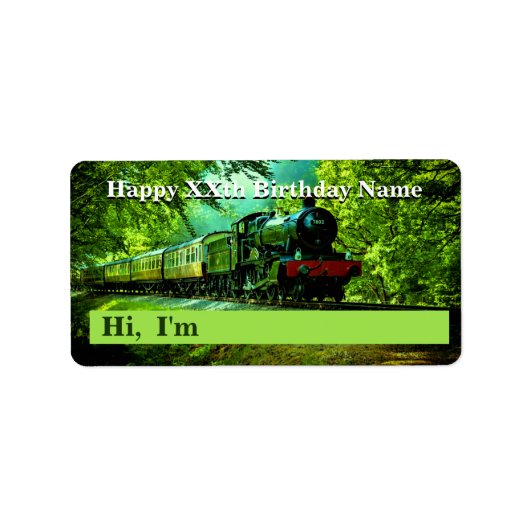 Steam Train Homme's Birthday Party NOM STICKERS (Devant)