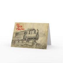 Steam Train illustratie Kerst Kaart