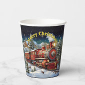 Steam Train Man's kerstfeest Papieren Bekers (Achterkant)