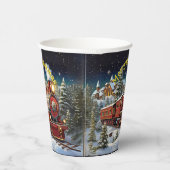 Steam Train Man's kerstfeest Papieren Bekers (Rechts)