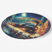 Steam Train Man's kerstfeest Papieren Bordje (Gekanteld)