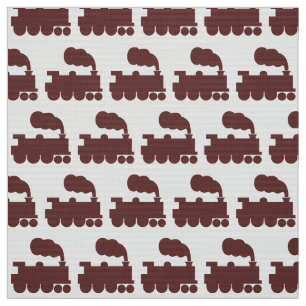 Steam Train Pattern - Donkerbruin op White Stof