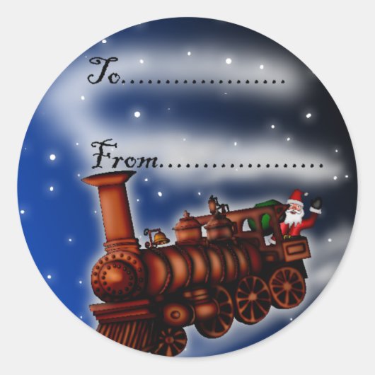 Steam Train Père Noël, étiquette cadeau (Devant)