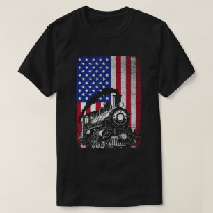 Steam Train Railroad USA - Amerikaanse vlaggenloco T-shirt